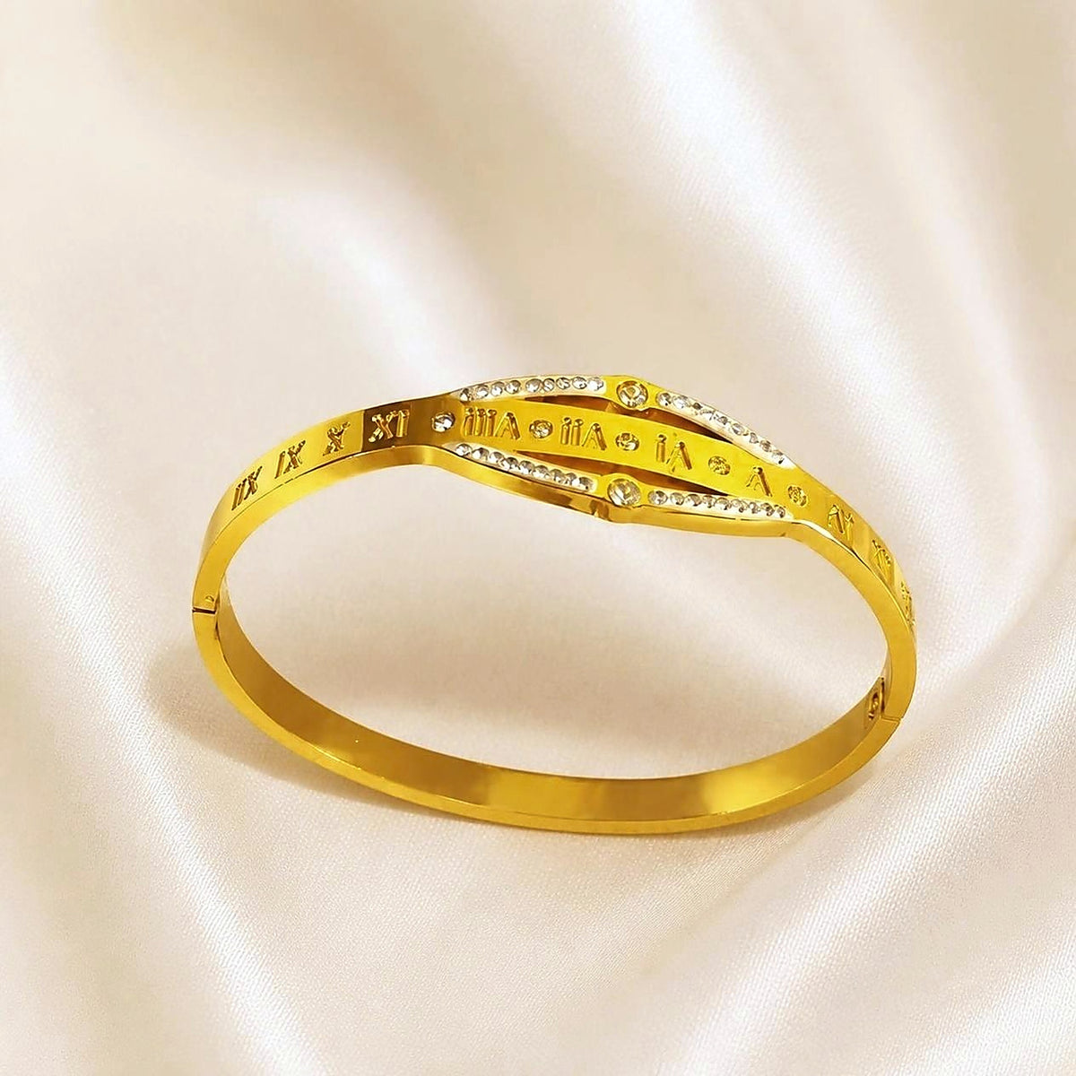 Aurelia Bracelet – Gold Plated Roman Numeral Bangle