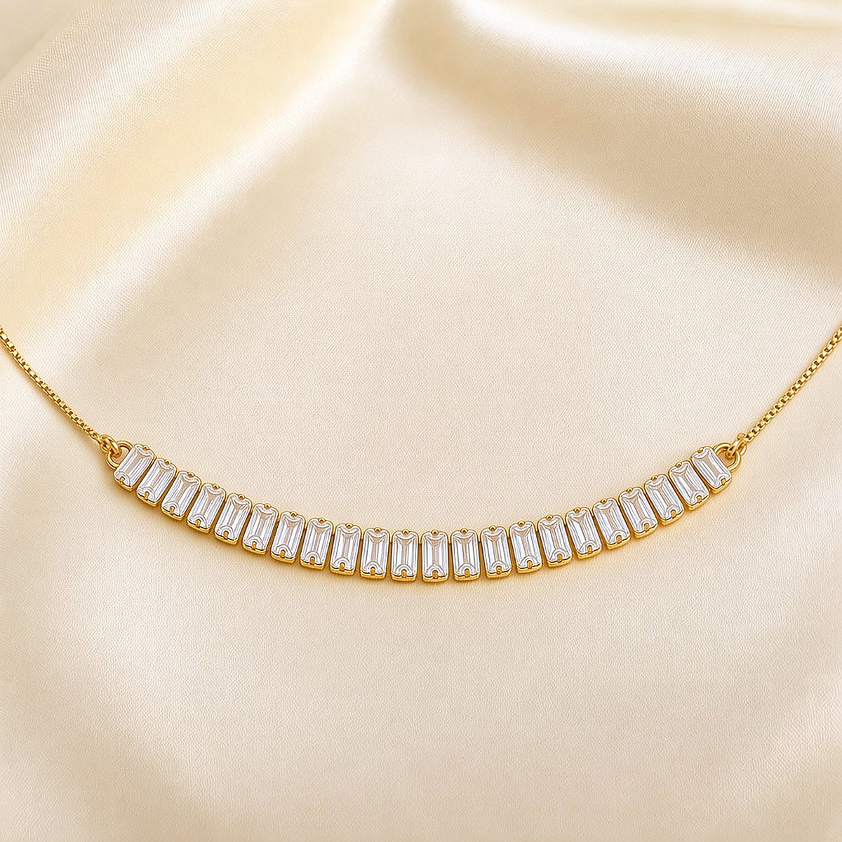 Elara Bracelet – Gold Plated Baguette Stone Adjustable