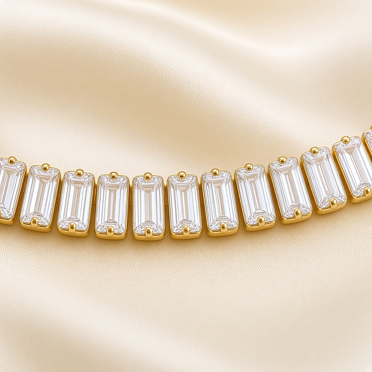 Elara Bracelet – Gold Plated Baguette Stone Adjustable