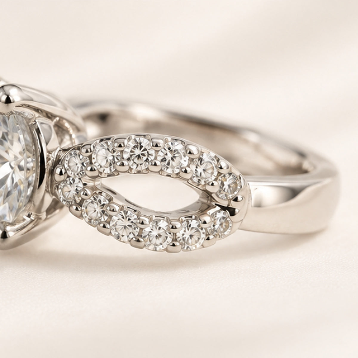 Ayla Ring – Silver Plated Solitaire with Twisted Pave Band